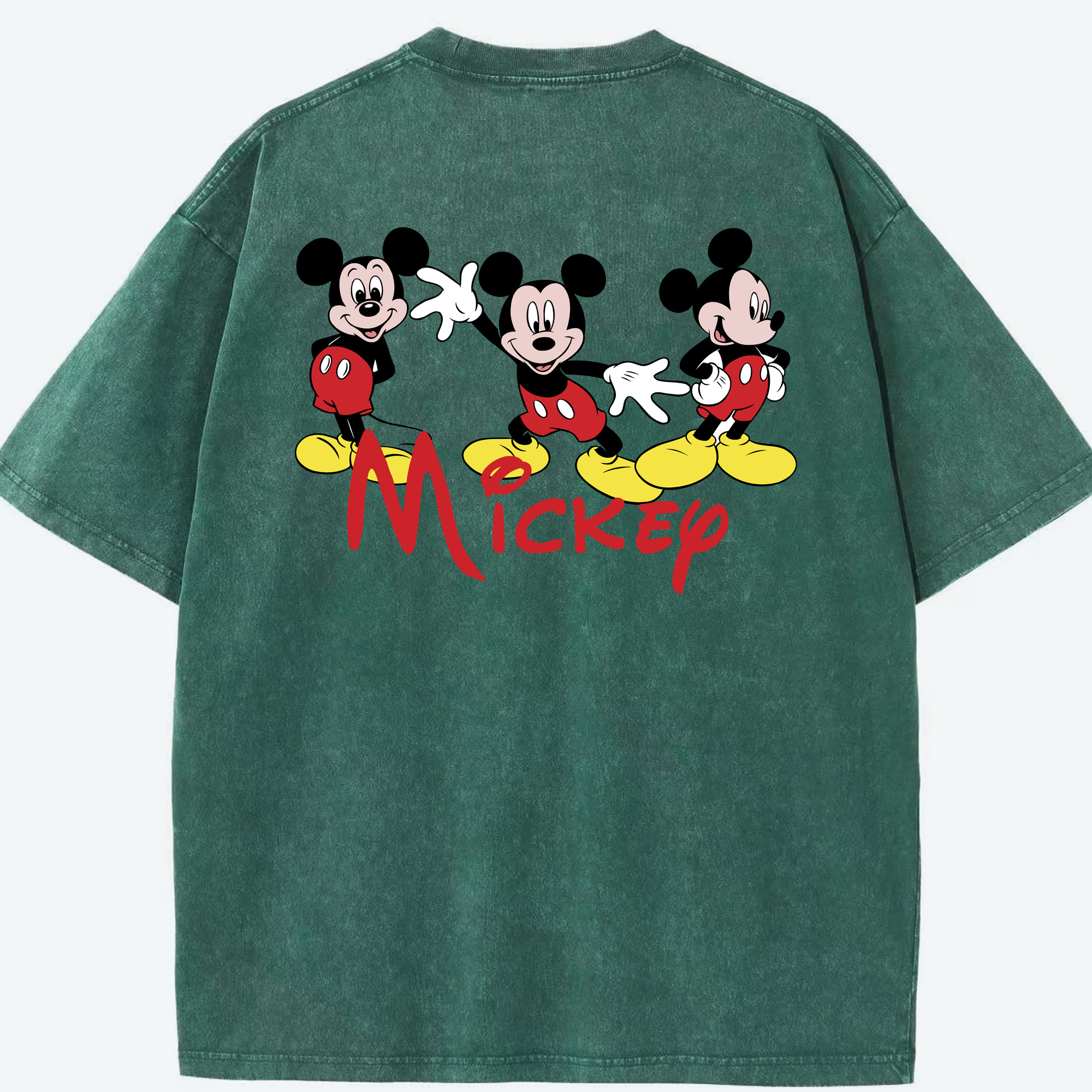 （画像用） ミッキーマウス Mickey Mouse 綿100% ヴィンテージ風 半袖Tシャツ（背面プリント）